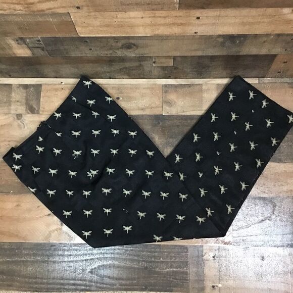 Talbots Pants Lined Dark Brown Tan Dragonfly Print Side Zipper Size 12 - Picture 8 of 8